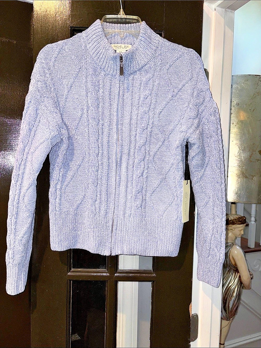 Rachel Zoe Cable Knit Zip Sweater in Violet Size Medium NWT